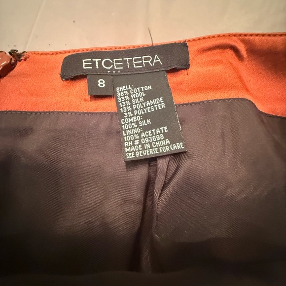 Etcetera by Carlisle Gold Chain Brown/Orange Tweed midi skirt Size 8/Medium $395 - Picture 4 of 11